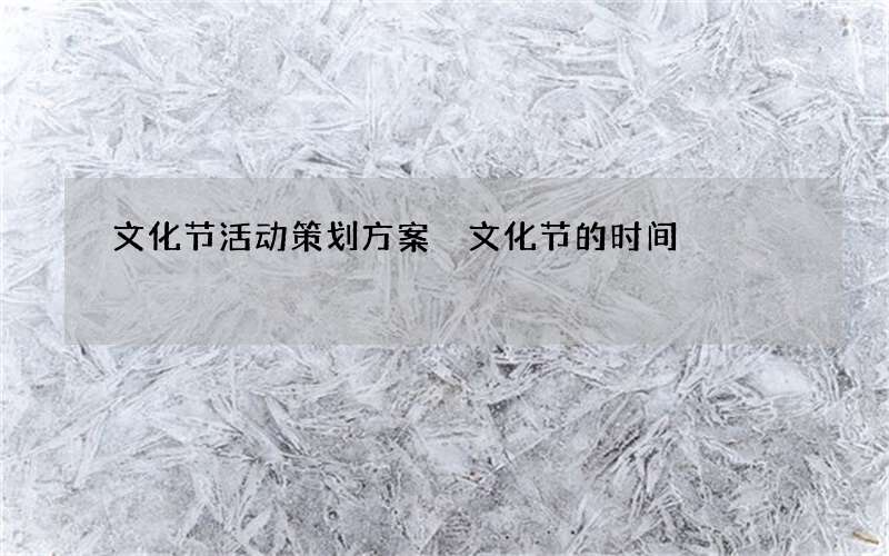 文化节活动策划方案 文化节的时间